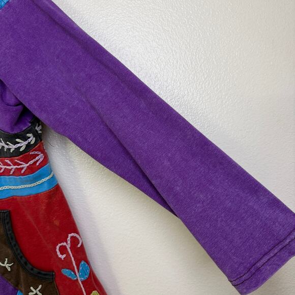 Rising International Hoodie Womens Large Purple Floral Hippie Embroidered Nepal - Picture 5 of 8